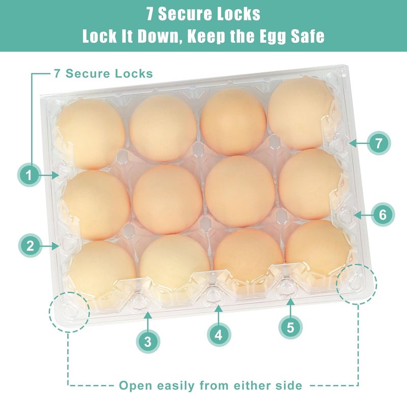 SINLUCESCE 50 Packs Egg Cartons Cheap Bulk，Plastic for 12 Eggs， Clear Egg Cartons 3 * 4 Grids，Perfect for Refrigerator Chicken Farm Markets Commercial Business Market Display - Image 4